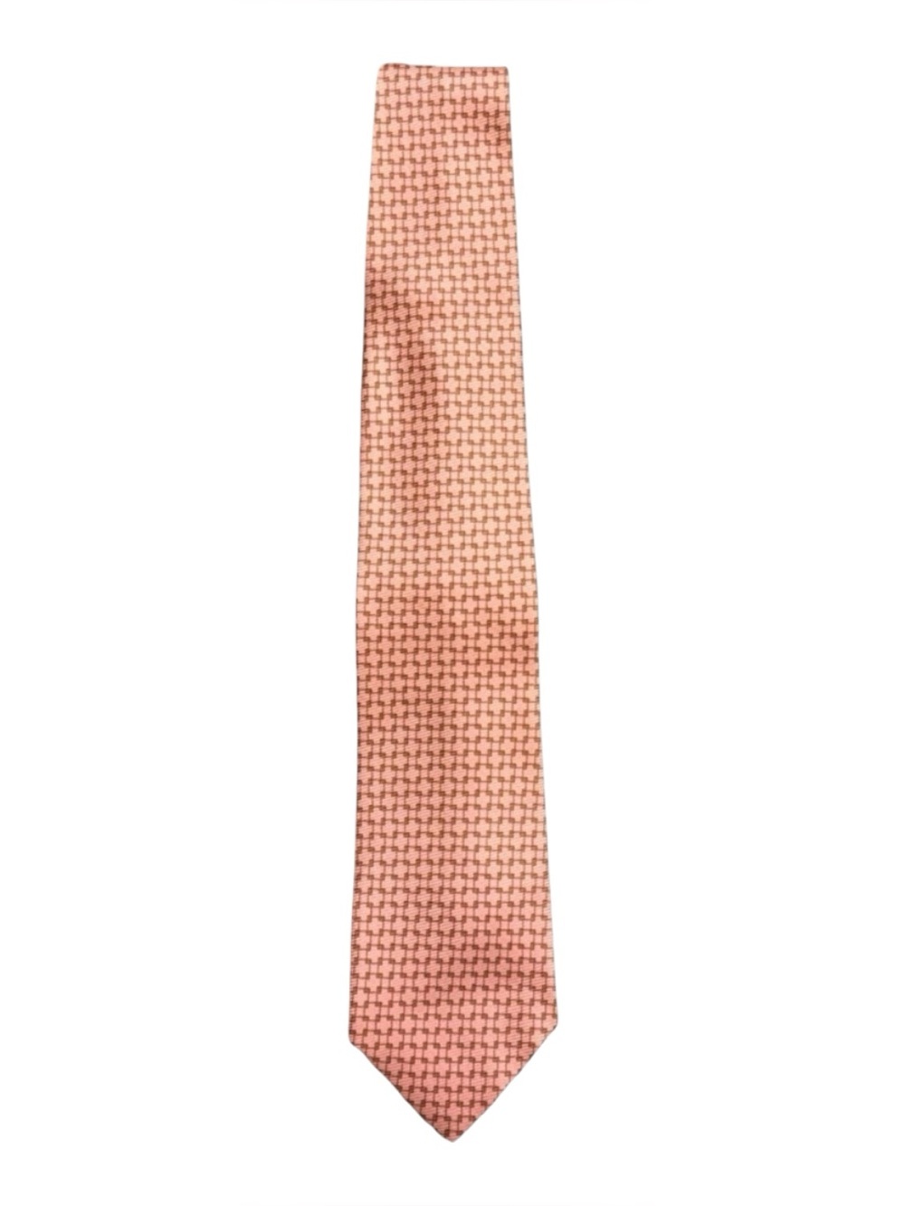 Ermenegildo Zegna Silk Tie Geometric Pink Tan Made in Italy